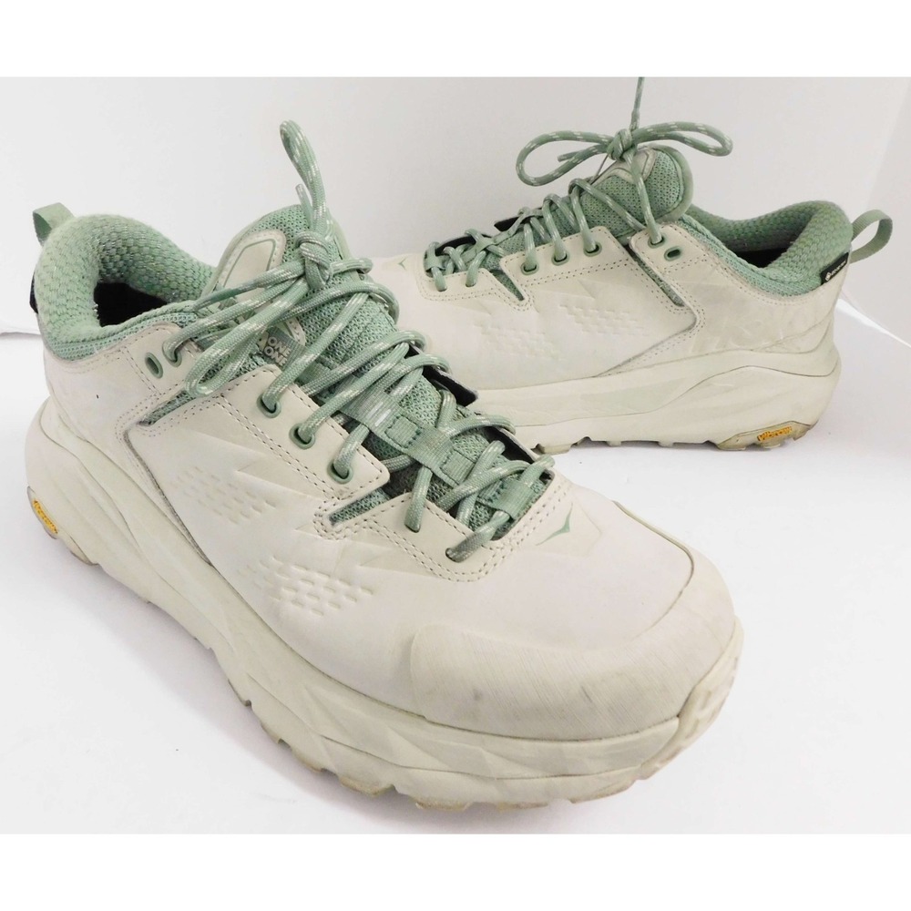 HOKA Kaha Low‎ Gtx Simply White Green Bungee Cord 1123114-CTBS sz M 9.5 W 10.5